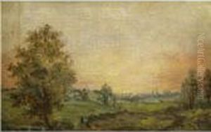 A Landscape Near Dedham At Sunset by John Constable