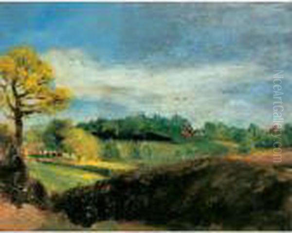 East Bergholt Common: View To
The Rectory From The Fields Behind Golding Constable's House - view 1