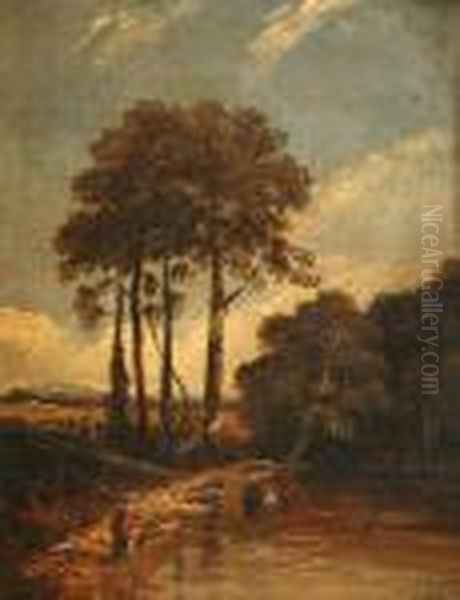 Figures Near A Pond - view 1