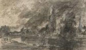 A View Of Salisbury Cathedral And Harnham Bridge (recto); A Letter (verso)