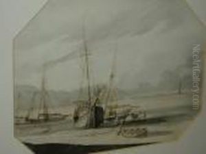 Boats And Horses On The Shore by John Constable