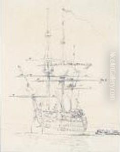 Bow View Of H.m.s.victory In The Medway by John Constable