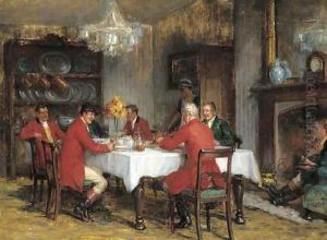 Lunch after the hunt by Georges Sheridan Knowles