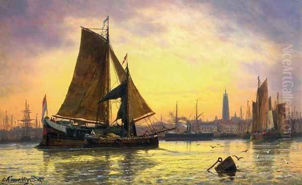Barges Docking at a Harbour, Antwerp - view 1