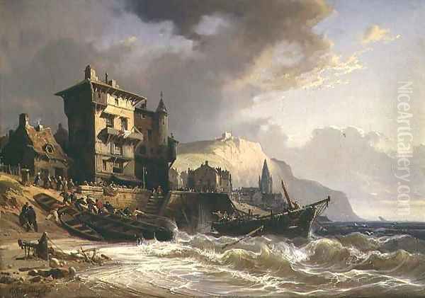 Hauling the Boats ashore on the Coast of Brittany - view 1