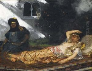Odalisque Allongee Et Sa Servante by Benjamin Jean Joseph Constant