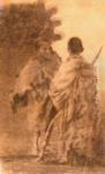 Moroccan Berber Tribesmen In Front Of A Gate - view 1