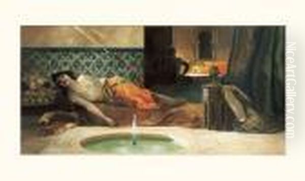 Femme Orientale Etendue Sur Un Sofa - view 1