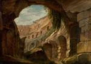 Vue De L'interieur Du Colisee A Rome by Jean Antoine Constantin D'Aix