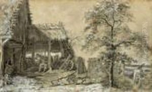Ferme Avec Charrue by Jean Antoine Constantin D'Aix