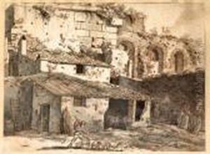 Le Depart Du Berger Dans Les Ruines Du Forum by Jean Antoine Constantin D'Aix