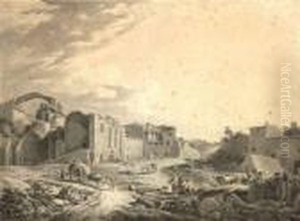 Paysage D'italie, Ruines Animees Au Forum - view 1