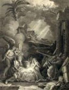 La Nativite Avec L'annonce Aux Bergers Dans Le Fond by Jean Antoine Constantin D'Aix