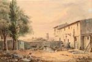 Cour De Ferme Dans La Campagne Aixoise. by Jean Antoine Constantin D'Aix
