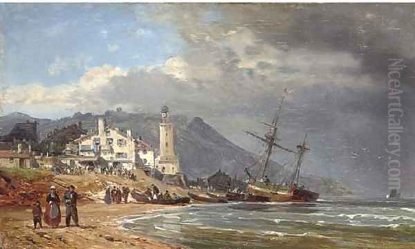 Unloading vessels on the Normandy coast - view 1