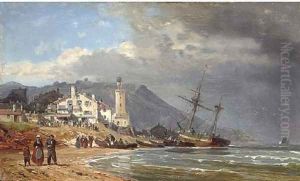 Unloading vessels on the Normandy coast