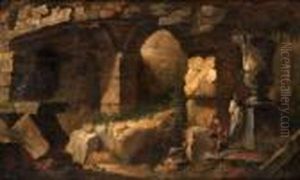Personnages Dans Les Ruines Du Colisee.