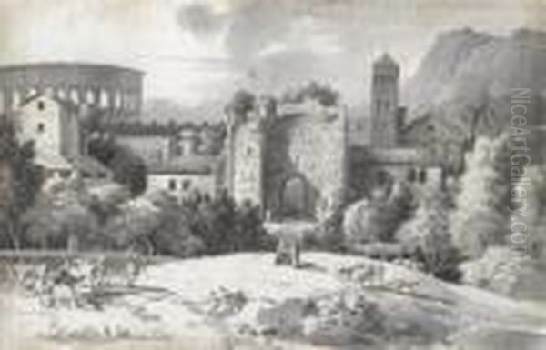 Vue Presumee Du Colisee Et De La Campagne Romaine - view 1
