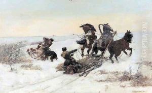 Sledge Attacked by Wolves by Bodhan Von Kleczynski