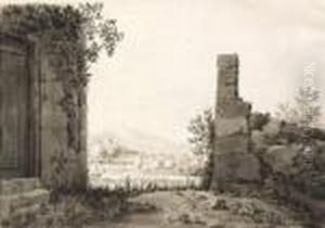 Vue De La Campagne Aixoise A Travers La Percee D'un Mur. by Jean Antoine Constantin D'Aix