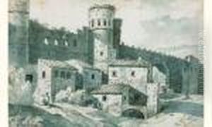 Paysans Pres Des Fortifications D'une Ville by Jean Antoine Constantin D'Aix