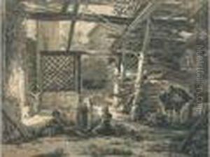 Famille De Bergers Dans Une Grange En Ruines
