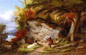 Indian Campfire at Big Rock by Cornelius David Krieghoff