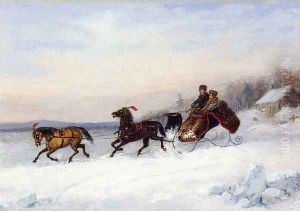 Sleigh Scene by Cornelius David Krieghoff