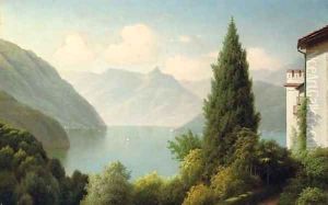 A lake seen through trees by Gavril Kondratenko