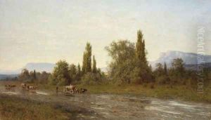 Driving the wagons in a Crimean landscape