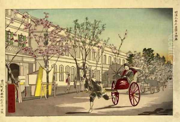 Coolie Pulling a Rickshaw - view 1
