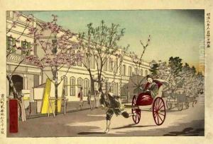 Coolie Pulling a Rickshaw by Kobayashi Kiyochika