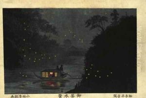 Fireflies at Ocha-no-mizu (Ocha-no-mizu hotaru) by Kobayashi Kiyochika