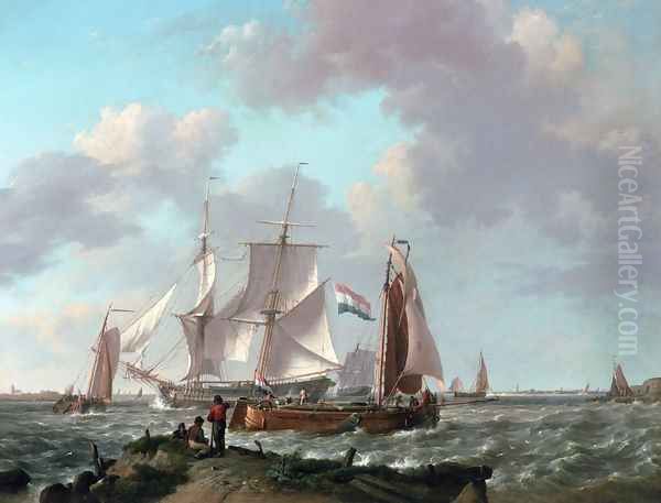 Ships in a Squall with Figures on the Shore - view 1