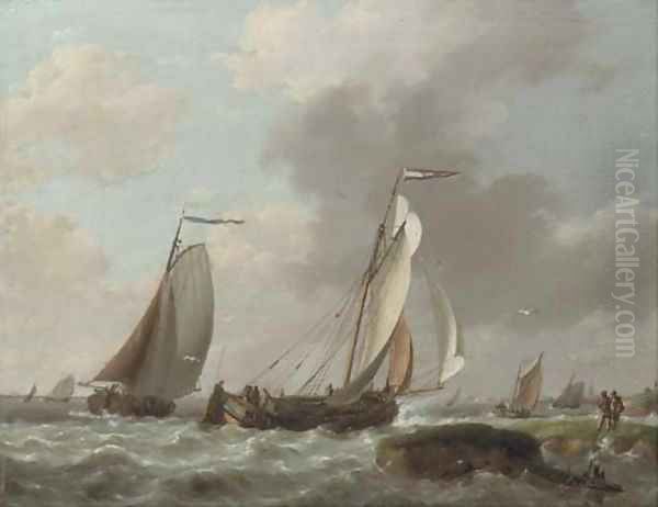 Shipping by a coast in a brisk wind - view 1