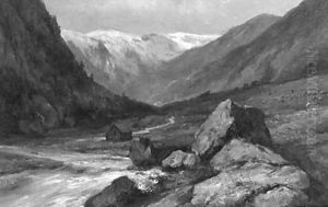 Summer a torrent in an Alpine valley by Johannes Hermanus Koekkoek Snr