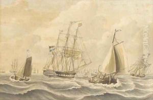 The Dutch barque Cornelia off a fleet anchorage