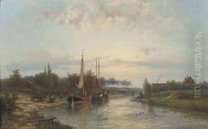 Unloading the riverbarges in summer