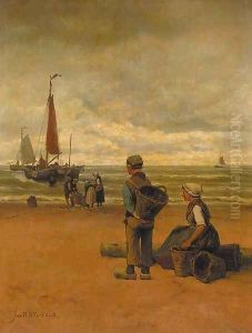 The daily catch by Johannes Hermanus Koekkoek Snr