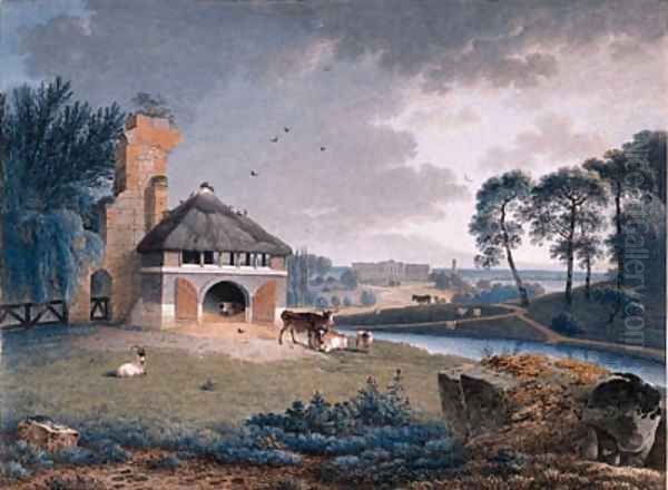 A Landscape with Cattle by a Barn on a Rise, a palace beyond - view 1