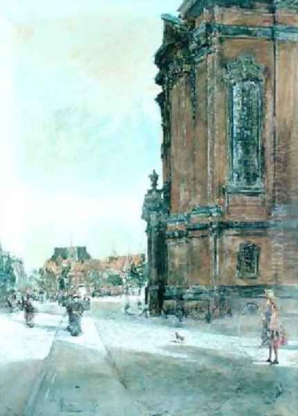 Street Scene near St Michaels Church in Hamburg - view 1