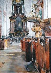 Interior of St. Michaelis in Hamburg by Gotthardt Kuehl