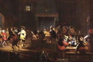 Monkeys in a Tavern Interior by Ferdinand van Kessel