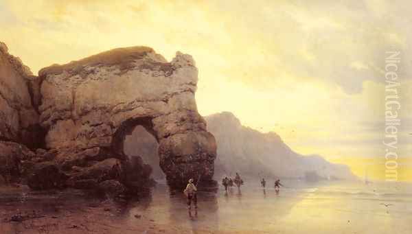 Fisherfolk on a Shore at Sunrise - view 1