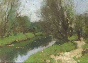 Walking along a stream by Cornelis Kuypers