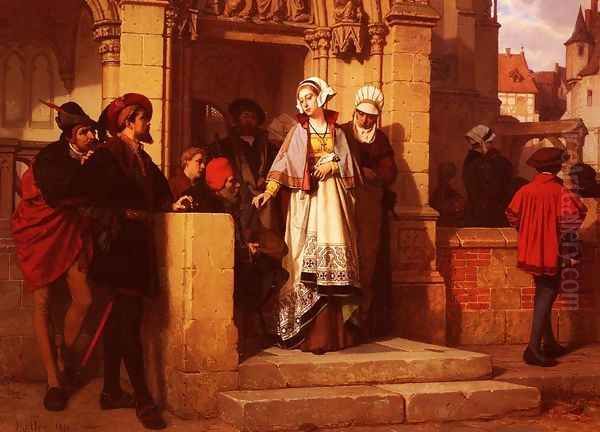 Faust and Mephistopheles Waiting for Gretchen at the Cathedral Door - view 1