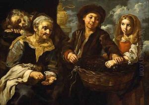 Young Boy Selling Vegetables by Bernhard Keil, Monsu Bernardo