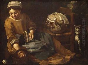 The Lacemaker by Bernhard Keil, Monsu Bernardo