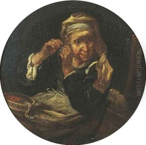 An old lady at her toilet by Bernhard Keil, Monsu Bernardo