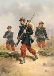 Soldiers in a Field by Hermanus Willem Koekkoek